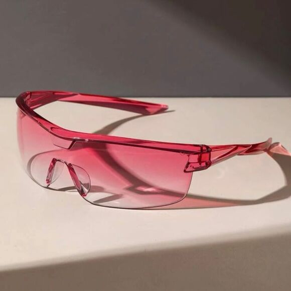 🆕Pink Ombre Tinted Lens Flat Top Rimless Wrap Around Sunglasses - Picture 2 of 4